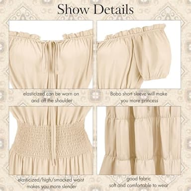 Zhitunemi Renaissance Costume Women Dress: Halloween Costumes Woman 2025 Renaissance Dresses - Halloween Party Theme Events Beige M - Image 5