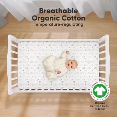 KeaBabies 2-Pack Organic Crib Sheets for Boys, Girls - 52x28 Fitted Crib Mattress Sheet Neutral, Breathable Jersey Cotton Cover for Baby Bed, Toddler Mattress, Soft & Cute Prints (Woodland) - Image 3