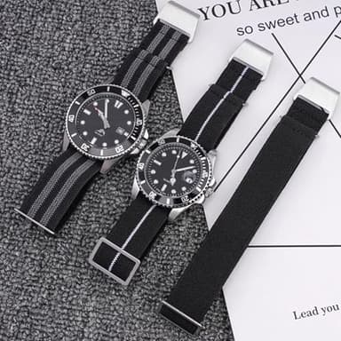 Nizonlaie Elastic Nylon Watch Band French Troops Paratrooper Military Parachute Style 18mm 20mm 22mm Hook-and-Loop Premium Striped Fabric Nylon Replacement Watch Strap for Men Women - Image 5