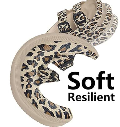 Weweya Athletic Outdoor Slides Sandals for Women and Men Slip On Wide Width Eva Rubber Flat Foam Cozy Slides Thick Sole Comfort Walking Sandals Leopard Men Size 8.5 9 9.5 Women Size 9.5 10 10.5 - Image 4