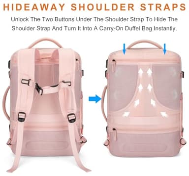 Carry on Travel Backpacks, Extra Large 40L Flight Approved Bag for Men & Women,Expandable Suitcase Backpack With 4 Packing Cubes,Water Resistant Luggage Daypack Business Weekender Bag,Pink - Image 6