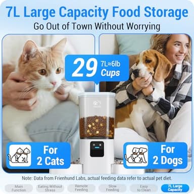 Frienhund Automatic Cat Feeder 2 Cats with Slow Feed: Dual Automatic Dog Feeder with 5G WiFi, Cat Food Dispenser with APP Control for Multiple Pets, Detachable for Easy Clean,Large Food Storage-29 Cup - Image 7