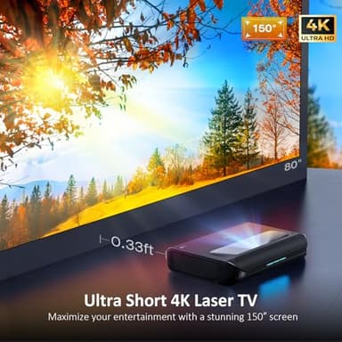 NexiGo Aurora Pro, Ultra Short Throw 4K Tri-Color Laser Projector, 2400 Lumens, Screen Adoption, Dynamic Laser Dimming, Dolby Vision & Atoms, HDR10, HLG, Active 3D, 60W Speakers, UST Laser TV, PJ92 - Image 2
