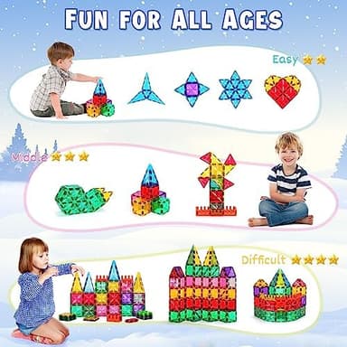 Palano Magnetic Tiles,100PCS Star Magnetic Building Blocks Toy for Ages 3 4 5 6 7 8 9,Magnetic Tiles for Toddlers Gifts,Montessori Toys,STEM Toys Christmas Toy Gift for Kids Boys and Girls - Image 8