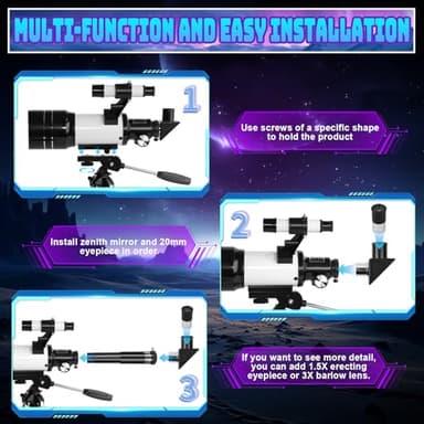 CUYUKU 70mm Aperture 300mm AZ Mount Refractor Telescope (F70301N) - Image 2