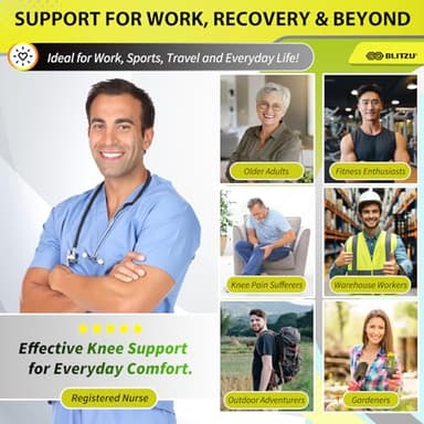 Knee Brace for Women & Men, 2 Pack Compression Knee Brace, Knee Support Sleeve for Pain Relief, Running, Workout, Sports, Knee Braces for ACL, Meniscus Tear, Arthritis and Injury Recovery Black M - Image 7