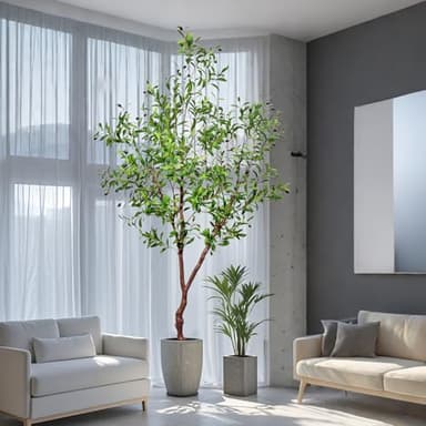 Niwellveb Faux Olive Tree Fake Tree Artificial Indoor 7 Feet (84 inches) Realistic Potted Silk Indoor Large Fruit for Home Offices, Living Rooms, Bedrooms, Stairs and Foyer Decor - Image 9