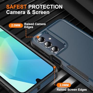 Ezanmull for Samsung Galaxy A16 5G Phone Case, [Military Grade Drop Protection] [Glass Screen Protector + Camera Lens Protector] Non-Slip Shockproof Case for Samsung Galaxy A16 5G (Blue) - Image 5