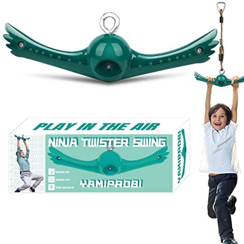 YAMIPROBI Swing Spins Set: 360° Handle Twist-Spin Flips Toy - Slackline Attachments Activate Play Powers - Accessories for Kids' Playground and Backyard Fun, Green - Image 1