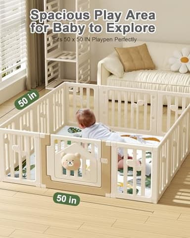 TINYHARBO Premium Foam Baby Play Mat 50x50 – Removable & Machine Washable Cover, Extra Thick Padding Playpen Mat, Non-Slip Crawling Mat, Easy to Clean for Infants, Toddlers & Babies - Image 5