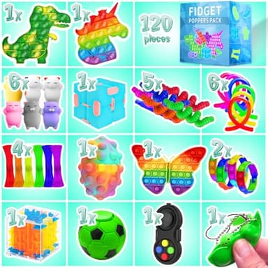 MOZACI Fidget Toys, 120 Pack Fidgets Set Stocking Stuffers for Kids Party Favors Autism Sensory Toy Bulk Adults Kids Boys Girls Teens Stress Autistic ADHD Anxiety Carnival Treasure Classroom Prizes - Image 2