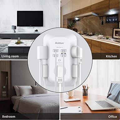 Addtam USB Wall Charger Surge Protector 5 Outlet Extender with 4 USB Charging Ports (1 USB C Outlet) 3 Sided 1800J Power Strip Multi Plug Outlets Wall Adapter Spaced for Home Travel Office ETL Listed - Image 7