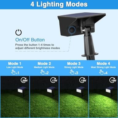 ZJOJO Solar Lights for Outside, Spot Lights Outdoor 40 LEDs IP65 Waterproof, with 4 Lighting Modes for Garden Yard, 6 Pack - Image 5