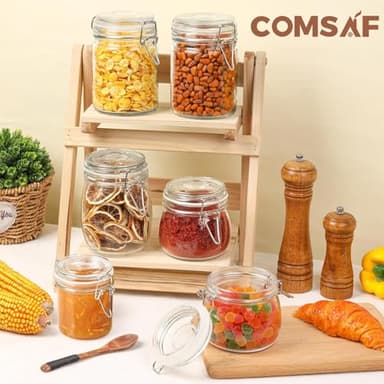 ComSaf 8oz Small Airtight Glass Jars Set of 6 with Lid Food Storage Jar Round, Mini Storage Container with Clear Preserving Seal Wire Clip Fastening for Kitchen Canning, Jam, Spice, Honey, Mason Jars - Image 4