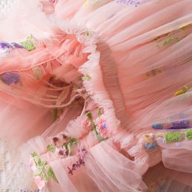 NNJXD Baby Girl Flower Embroidery Tulle Dress Butterfly Toddler Birthday Party Dresses 2109 Pink Size(110) 3-4 Years - Image 4