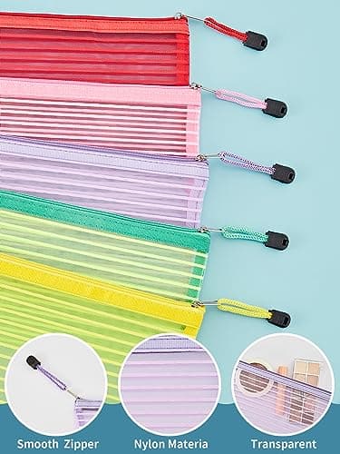 JARLINK 80 Pack Mesh Zipper Pouch, Pouch Bulk in 10 Colors, Multipurpose Storage Bags for Organizing Makeup Essentials, Travel Accessories, Office, School and Teacher Supplies - Image 3