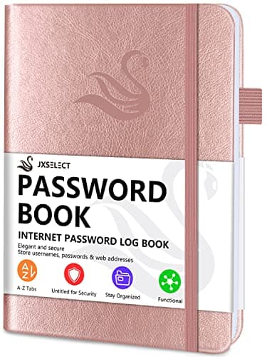 Elegant Password Book with Alphabetical Tabs - Hardcover Password Book for Internet Website Address Login - 5.2" x 7.6" Password Keeper and Organizer w/Notes Section & Back Pocket (Rose Gold) - Image 1
