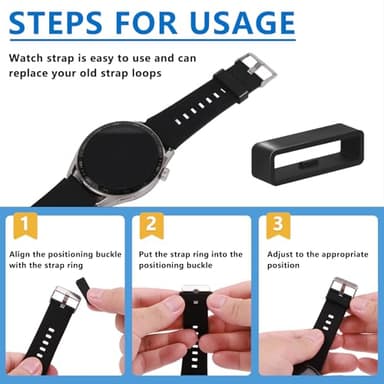 Vnsuyo 6 Pcs Watch Band Keepers, 16mm/18mm/20mm/22mm /24mm/26mm Watch Strap Holder Loops Retainer, Black Silicone Watch Band Fastener Rings Replacement Parts for Smart Sport Watches - Image 3