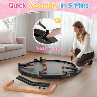 BCAN 36'' Toddler Trampoline, ASTM Certified-Foldable Mini Trampolines for Kids Ages 1-6, Adjustable Handle, Safety Pad & Foldable Legs, Baby Trampoline Indoor/Garden, Gift for Boy and Girl, Black - Image 3