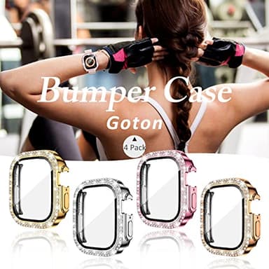 Goton 4-Pack Bling Case for Apple Watch Ultra 3/2/1 Screen Protector 49mm, Women Glitter Diamond Rhinestone Protector for iWatch Cover Accessories 49 mm - Image 7