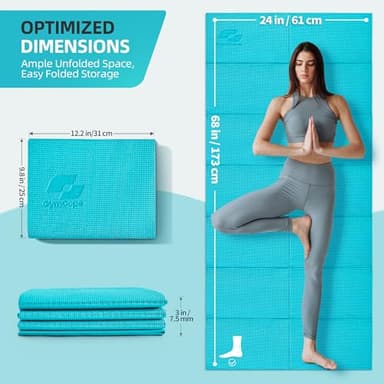 GymCope Foldable Yoga Mat for Travel, 68"x24" Folding Travel Gym Mat for Women Yoga Studio, Packable and Portable Pilates Mat with Storage Bag Easy to Carry, Lightweight Travel Workout Mat, 2mm/4mm - Image 5