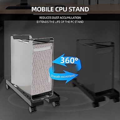 Adjustable Mobile CPU Stand, Ventilated Computer Tower Stand with 4 Caster Wheels Fits Most PC Tower, Under Desk CPU Holder PC Floor Cart Computer Riser for Gamers and Students (Large Black) - Image 5