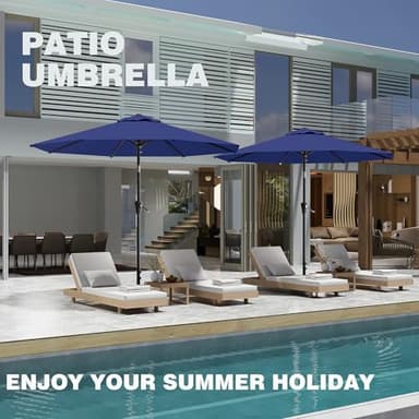 AreShark 9 FT Patio Umbrella for Outdoor, Outdoor Umbrella with Push Button Tilt and Crank, Outdoor Patio Umbrellas with 8 Sturdy Ribs for Market, Garden, Deck, Backyard, Pool (Navy) - Image 7