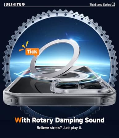 JUESHITUO 3 in 1 for iPhone 16 Pro Case, [Non-Yellowing] 360° Rotatable Magnetic Ring Stand with [1X Screen Protector + 1X Camera Lens Protector], 6.3" iPhone 16 pro case Clear - Image 5