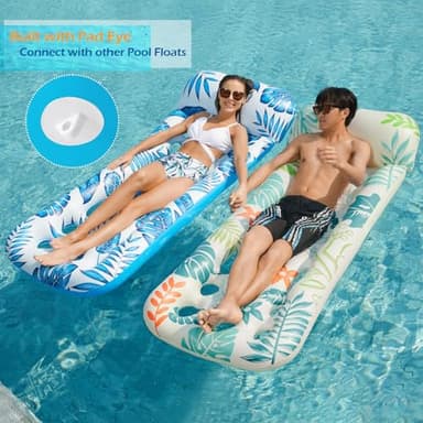 Jasonwell Inflatable Pool Float Lounge - 2 Pack Floaties Rafts for Adults Floating Lounger Sun Tanning Floats Cool Water Floaty Swimming Lake Beach Party Toys - Image 4