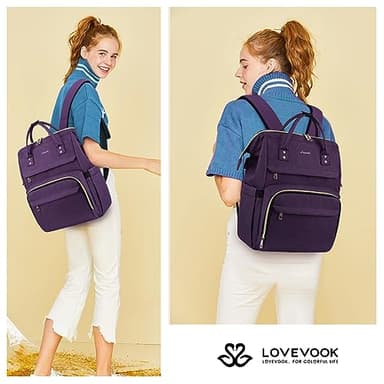 LOVEVOOK Laptop Backpack for Women,17 Inch Professional Womens Travel Backpack Purse Computer Laptop Bag Nurse Teacher Backpack,Waterproof Work Bags Carry on Back Pack with USB Port,Dark Purple - Image 7