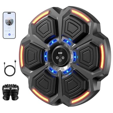 Music Boxing Machine for Adults,Bluetooth Smart Boxing Training Machine,Wall Target Punching Workout for Kids,Reflex Training Suitable for Home,Office,Gym,Fun Fitness Equipment - Image 1