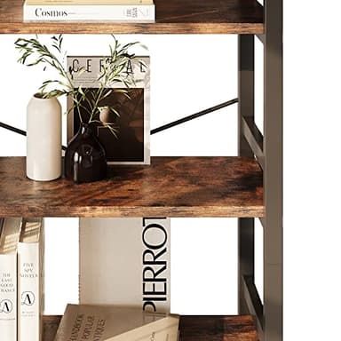 IRONCK Bookshelves and Bookcases, 31.5in Wide Shelf 5-Tier Ladder Shelf 110lbs/shelf Vintage Industrial Style Bookcase for Bedroom Living Room Home, Vintage Brown - Image 7