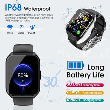 Smart Watch for Men Women, 1.85" Smartwatch (Answer/Make Call), 2025 Fitness Activity Tracker, 110+ Sport Modes/Heart Rate/Sleep Monitor/Pedometer, IP68 Waterproof Fitness Watch for Android iOS, Black - Image 7