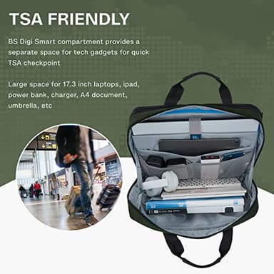 BAGSMART 17.3 Inch Laptop Bag, Expandable Computer Bag Laptop Briefcase Men Women,Laptop Shoulder Bag,Work Bag Business Travel Office, Dark Green - Image 5