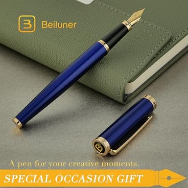 BEILUNER Blue Fountain Pen,Stunning Luxury Pens with 24K Gold Finish, Gorgeous 24K Gilded Nib(Fine), Trustworthy Pen Gift for Men&Women -Ink Converter-Elegant, Graduation,Nice Pen for Writing - Image 7
