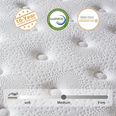 Madevos Queen Mattress, 12 Inch Hybrid Mattress in a Box, Memory Foam and Individual Pocket Springs, Soft and Breathable, Soft Feel - Image 4