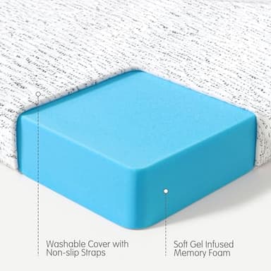 CHUN YI Mattress Topper Queen, 4 Inch Memory Foam Mattress Topper, Gel Infused Bed Topper with Removable Washable Cover, Soft Mattress Pad for Pressure Relief, CertiPUR-US Certified - Image 4