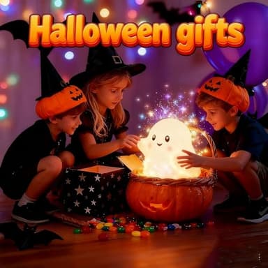 Ghost Night Light for Kids, Silicone Nursery Nightlight with 13 Interactive Sound Effects ,Halloween Decor Lamp Adjustable Dimmable Lamp with Touch Sensor Children's Christmas Gifts (white ghost) - Image 7