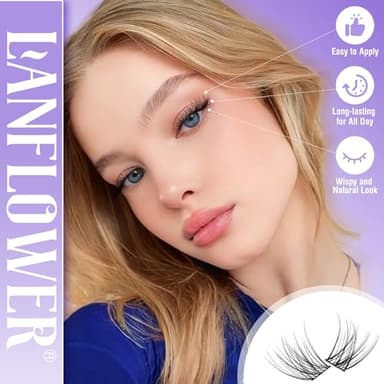 Natural Lash Clusters Kit Wispy Lash Extension Kit Waterproof Lash Clusters C Curved Cluster Eyelash Extensions Kit 144pcs Individual Lashes 10-16mm Eyelash Extension Kit by Lanflower - Image 3
