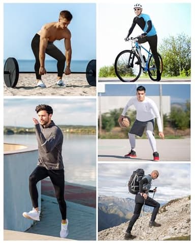 Runhit Men’s Compression Pants Running Tights Workout Leggings Athletic Base Layer Pants for Sports Yoga Basketball Black L - Image 5