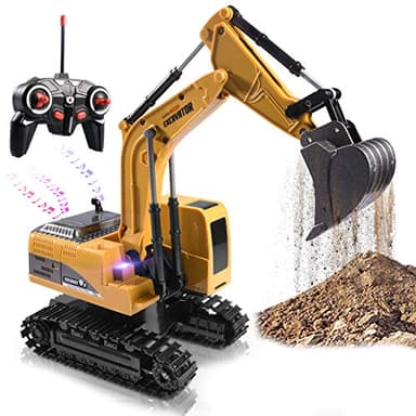 Onadrive Construction Excavator Toy - Kids Toy Engineering Digger Truck, Remote Control Rechargable Hydraulic Car for 3 4 6 7 8 Year Old Boys Girls, Educational Toys for Kids & Children - Image 1