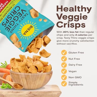 BIENA Tasty Thins Veggie Crisps – Hawaiian BBQ, 4-Pack, 4 oz Bags – Chickpeas & Veggies, Vegan, Gluten Free, Dairy-Free, Non-GMO, Allergy-Friendly, Healthy Snacks for Adults and Kids - Image 5