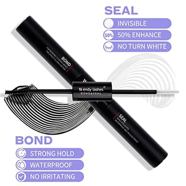 Lash Bond and Seal for Eyelash Cluster: Wendy, Using at Home, 2 in 1 Glue, DIY, Strong & Flexible Hold, 5ml Black Bond, 5ml Clear Seal - Image 2