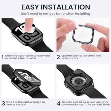 Tensea (2 in 1) for Waterproof Apple Watch Screen Protector Case Series 11/10 46mm Accessories, 360 Front and Back, iWatch PC Face Cover with Tempered Glass for Women Men, 46 mm - Image 7