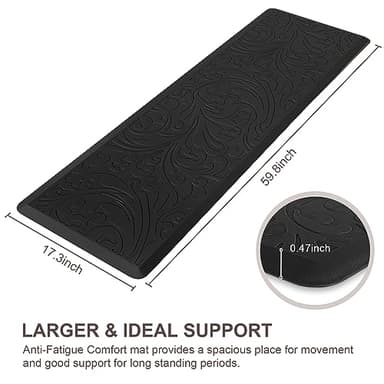 KMAT Kitchen Mat Cushioned Anti-Fatigue Waterproof Non-Slip Standing Mat Ergonomic Comfort Rug for Home,Office,Sink,Laundry,Desk 17.3" (W) x 60"(L),Black - Image 2