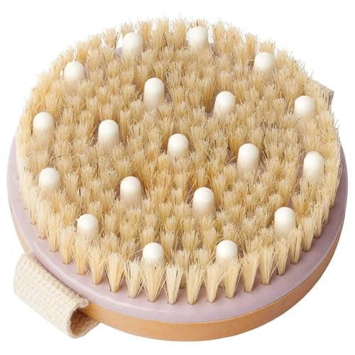 MainBasics Dry Brushing Body Brush for Lymphatic Drainage, Dry Skin, Cellulite, Blood Circulation with Exfoliating Natural Bristles and Massage Nodes for Flawless Skin - Image 1