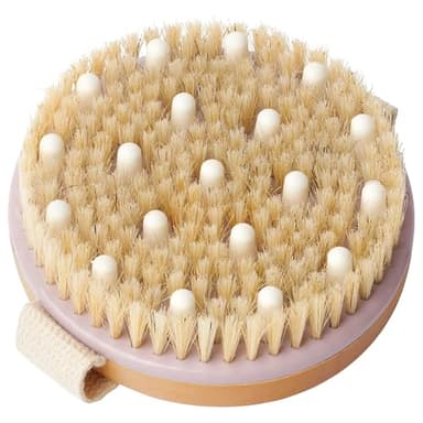 MainBasics Dry Brushing Body Brush for Lymphatic Drainage, Dry Skin, Cellulite, Blood Circulation with Exfoliating Natural Bristles and Massage Nodes for Flawless Skin - Image 1