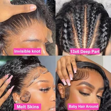 IJFMMEL 34 Inch 13x6 Deep Wave Lace Front Wigs Human Hair 200% Density Deep Curly Human Hair Wigs For Women 13x6 HD Transparent Deep Wave Lace Frontal Wig Human Hairr - Image 3