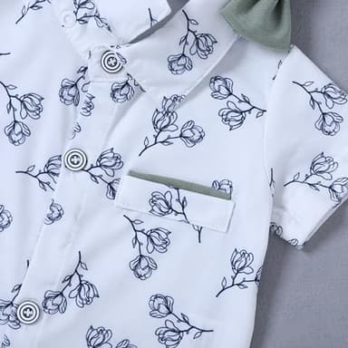 ZOEREA Baby Boy Clothes Suit Infant Short Sleeve Gentleman Outfits Dress Shirt+Bowtie+Suspender Shorts 0-18M - Image 7