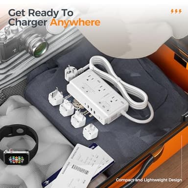 220V to 110V Voltage Converter, TESSAN Universal Travel Adapter with 4 USB Charger (1 USB C), 3 AC Sockets and EU/UK/AU/IT Plug Power Adaptor, Step Down Transformer Outlet Converters for International - Image 7